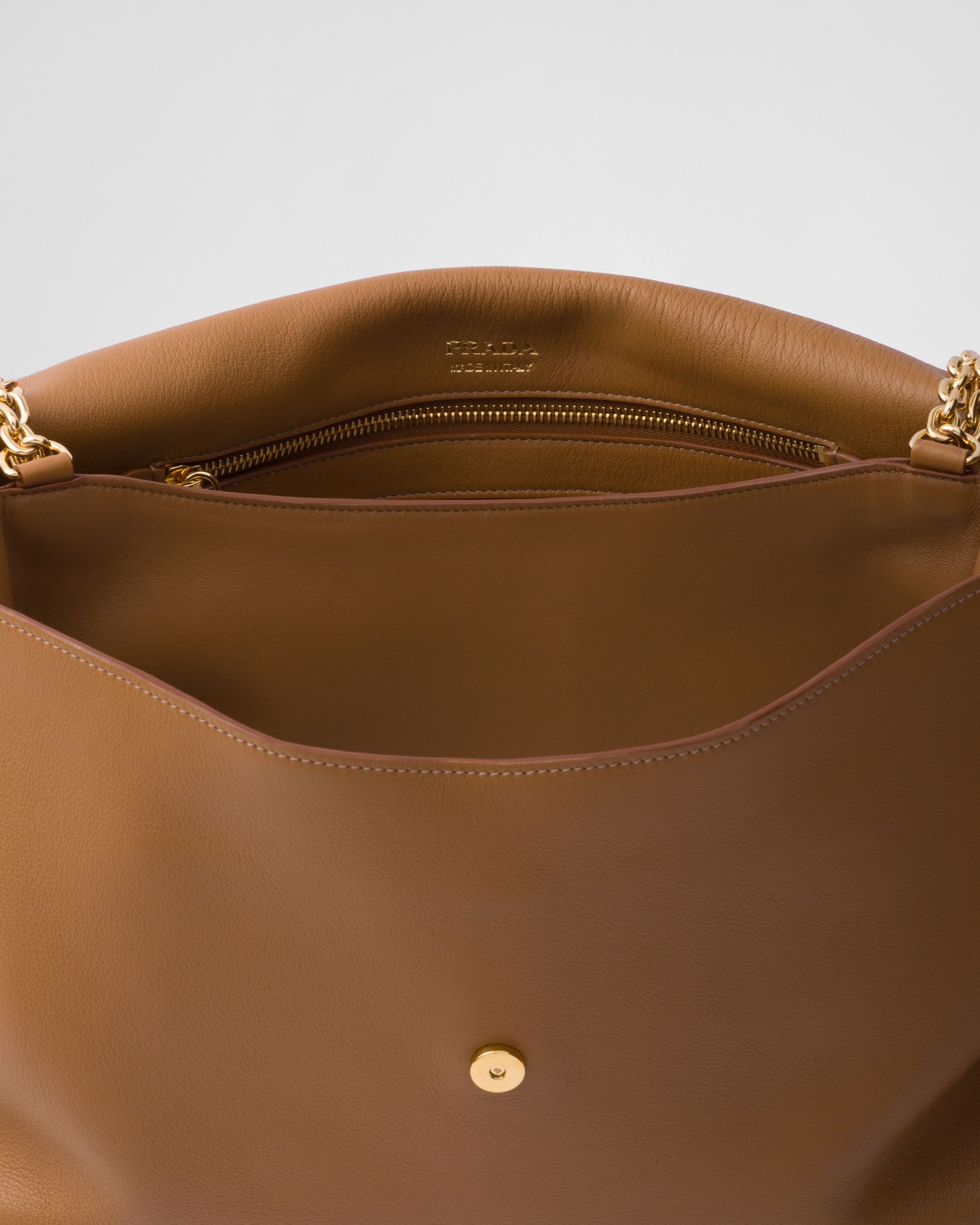 Prada Large Leather Shoulder Bag In Caramel
