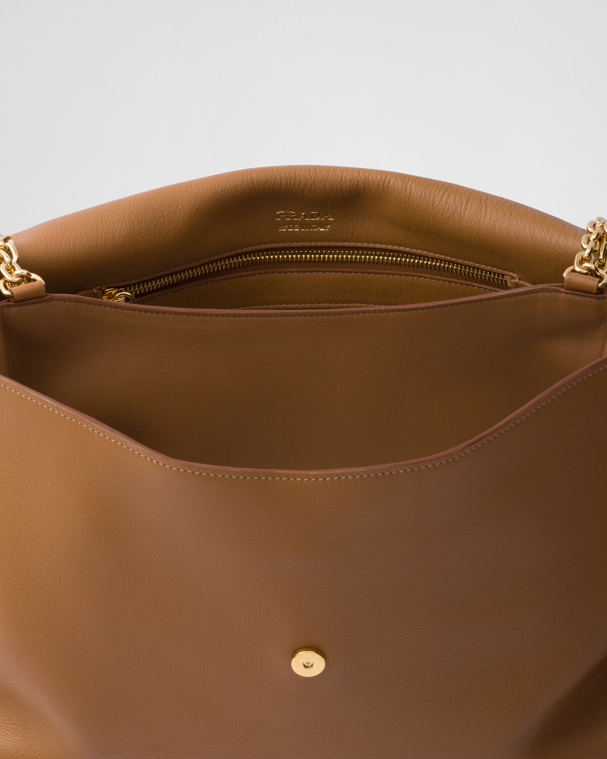 PRADA 25S EXPLORE LARGE SHOULDER BAG 30 IN CARAMEL RE-NYLON WITH FLAP