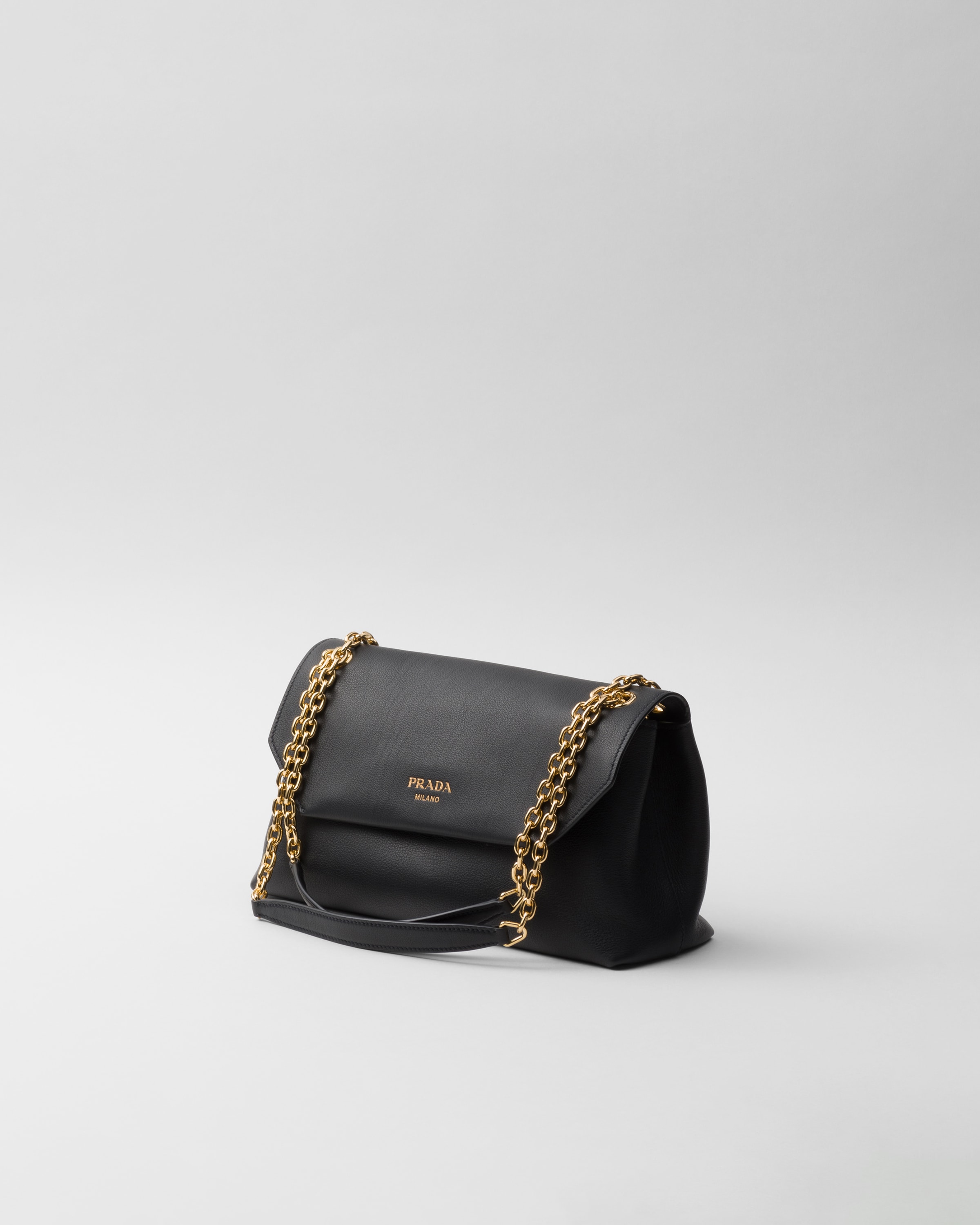 Shop Prada Medium Leather Shoulder Bag In Black