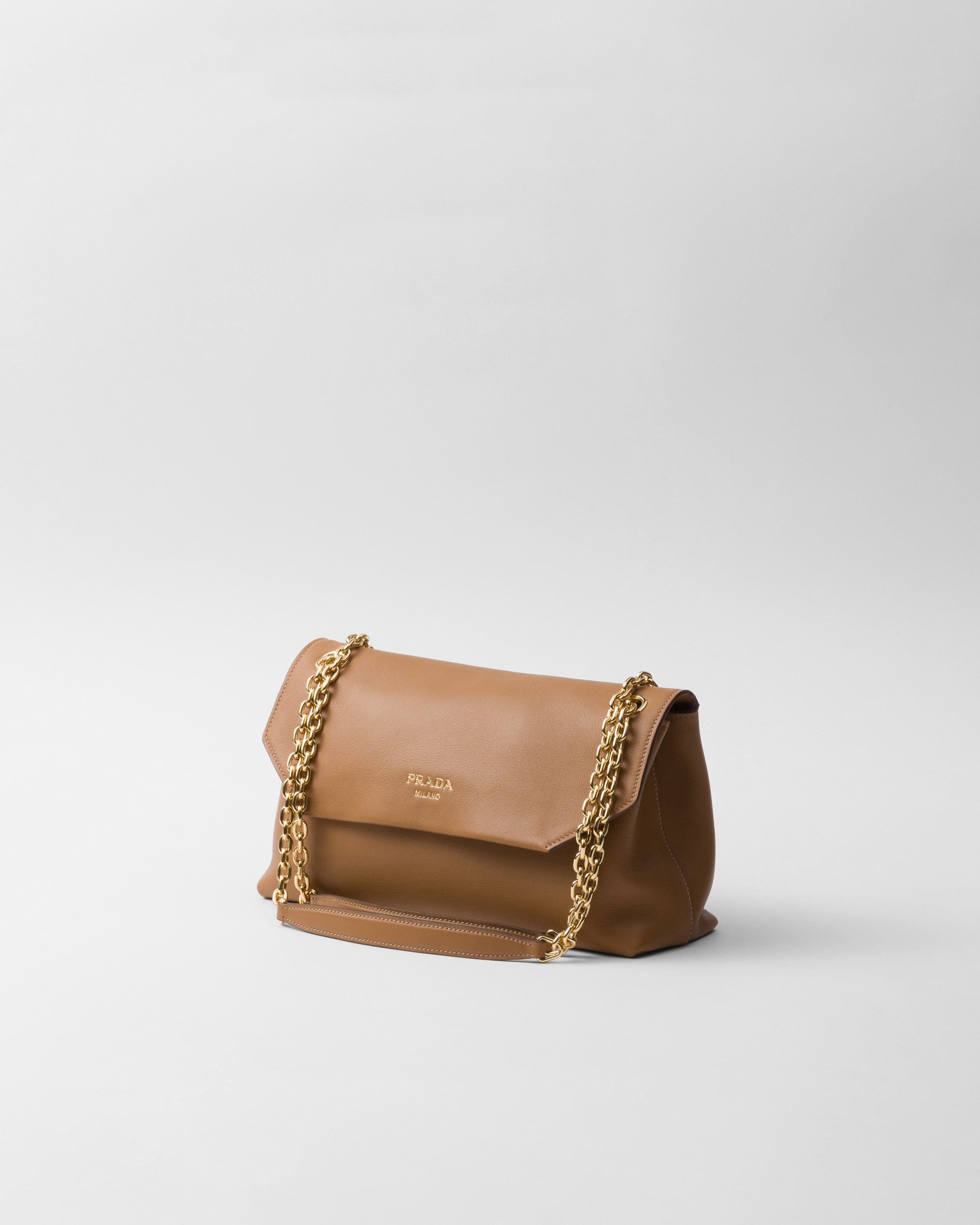 Shop Prada Medium Leather Shoulder Bag In Caramel