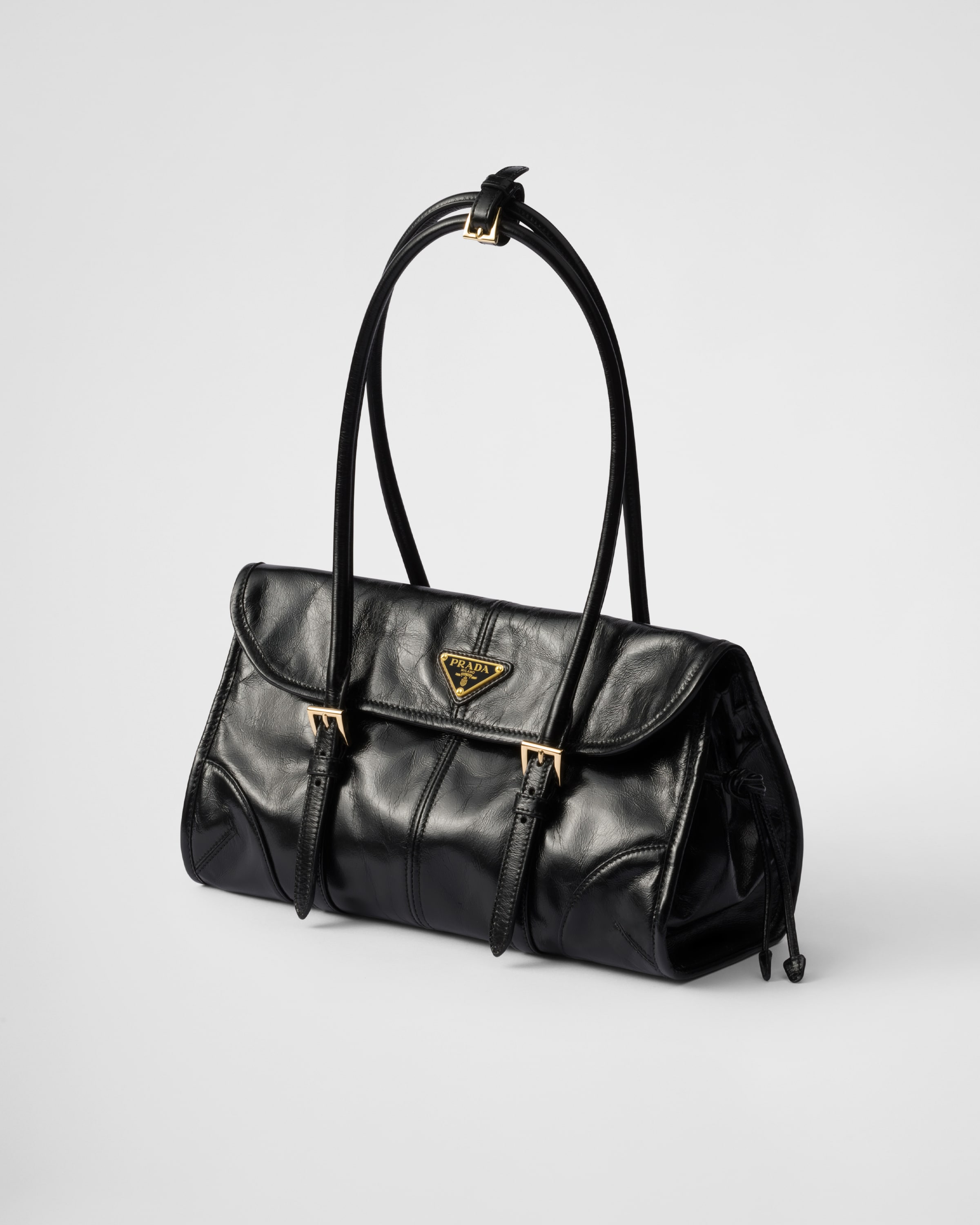 Black Medium Leather Shoulder Bag PRADA