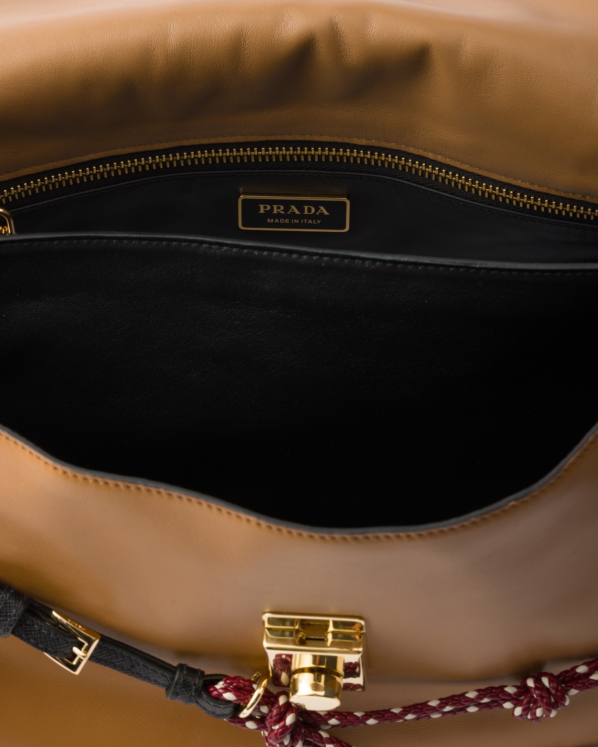 Caramel Prada Soft Sound Large Leather Shoulder Bag With Charms | PRADA