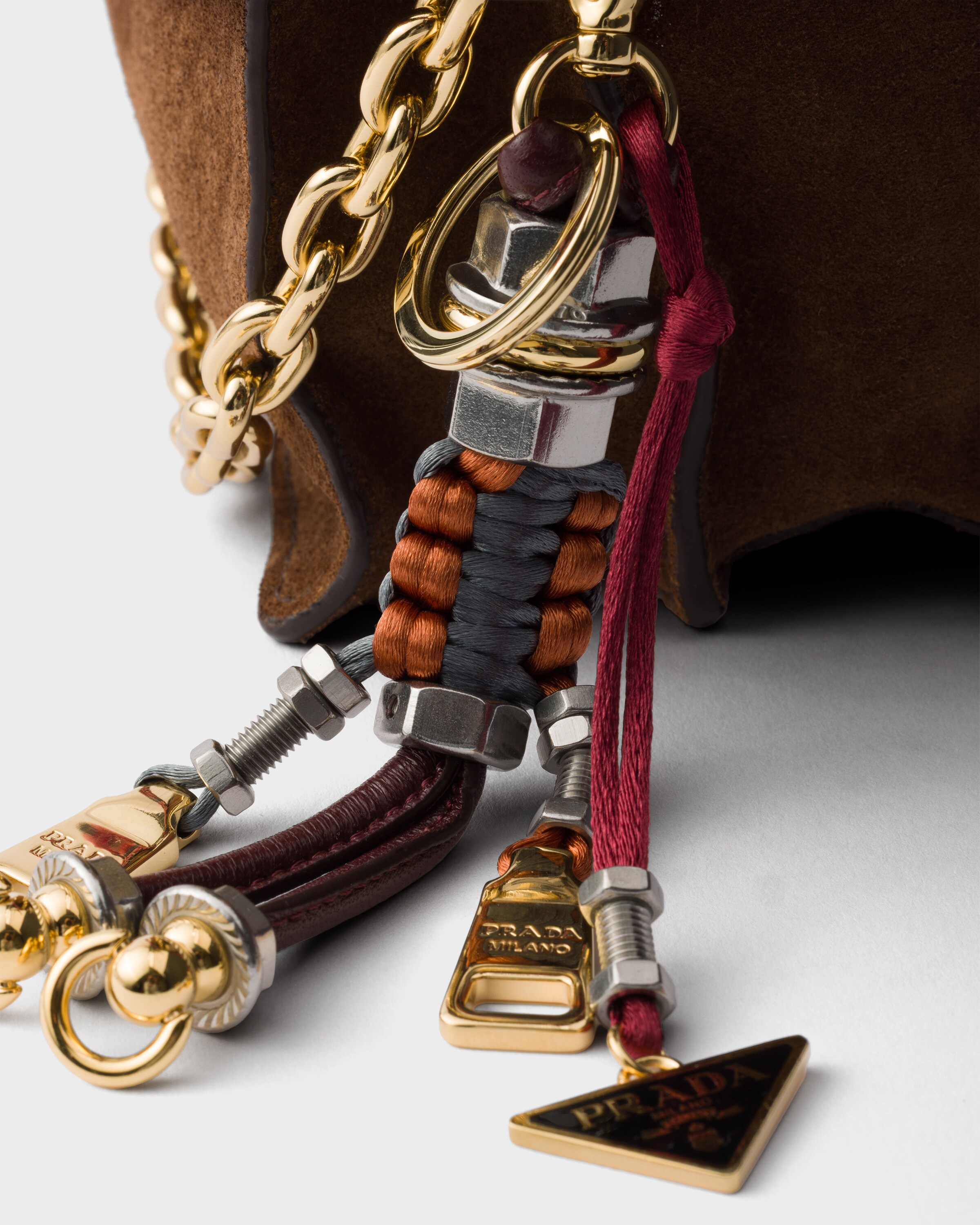 Cocoa Brown Prada Soft Sound Small Suede Shoulder Bag | PRADA