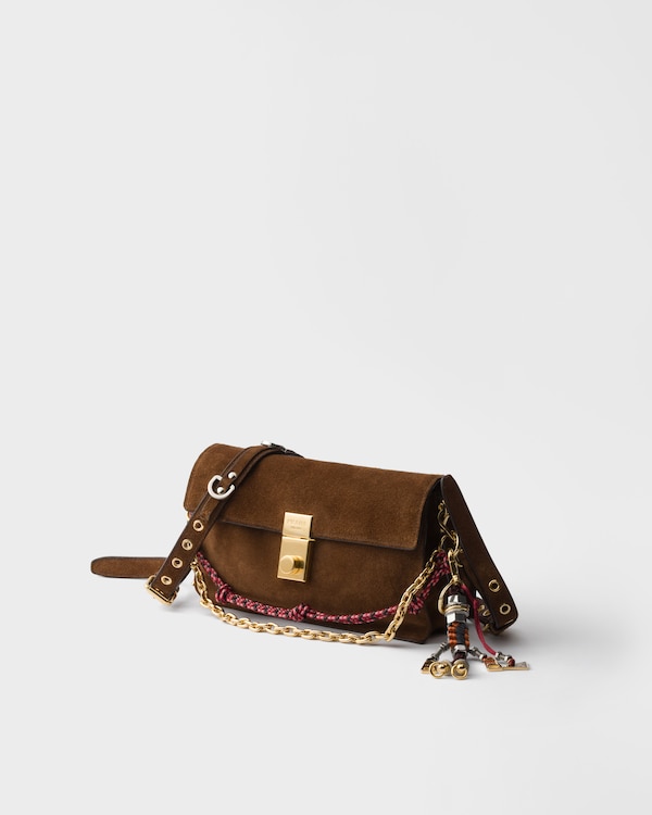 Prada Soft Sound small suede shoulder bag - Cocoa Brown Prada Soft Sound small suede shoulder bag - Cocoa Brown
