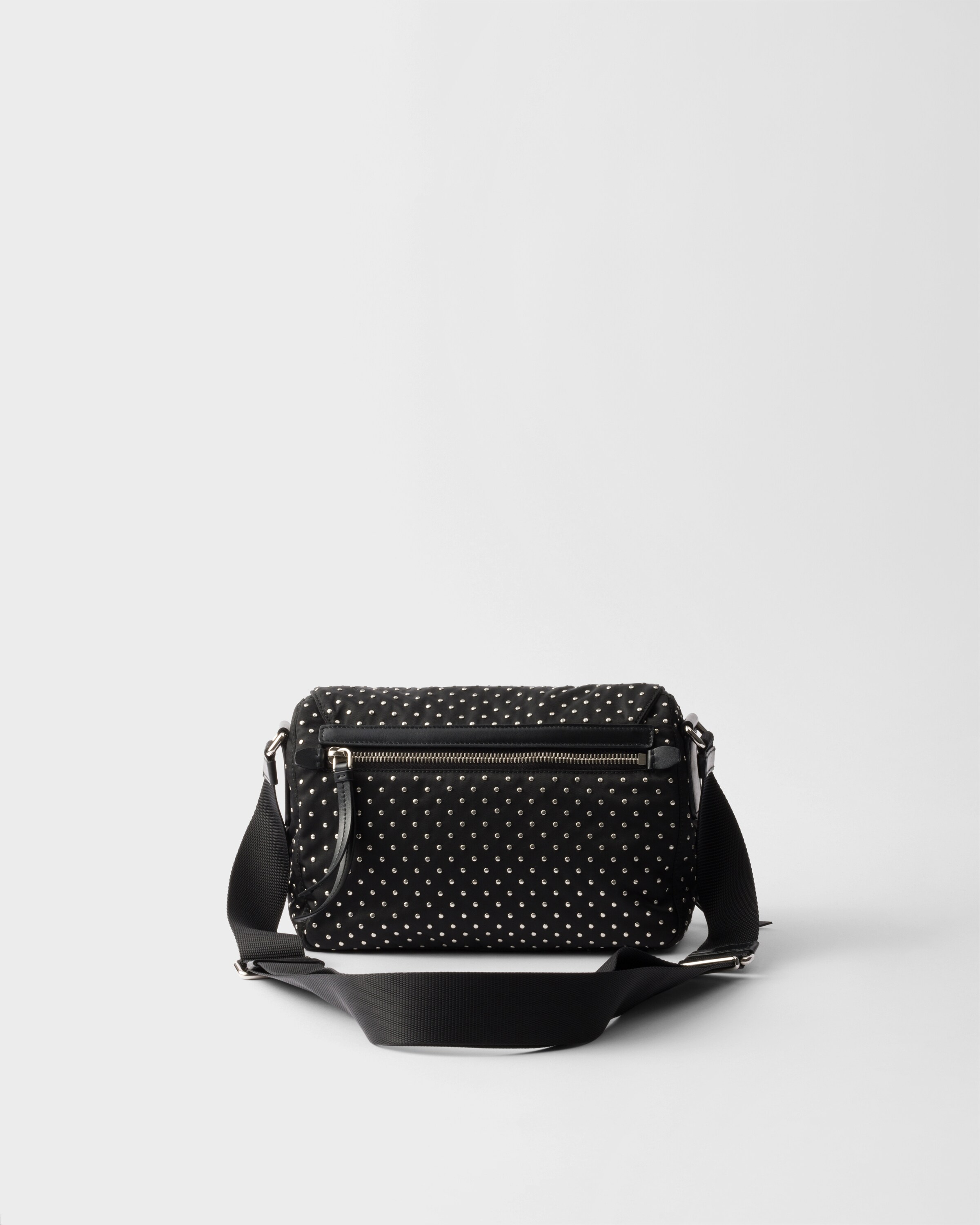 Shop Prada Re-nylon Shoulder Bag With Studs In Black
