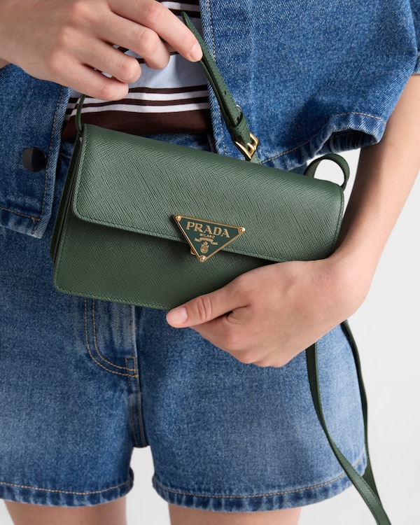 حقيبة صغيرة من جلد سافيانو - أخضر القصعين حقيبة صغيرة من جلد سافيانو - أخضر القصعين