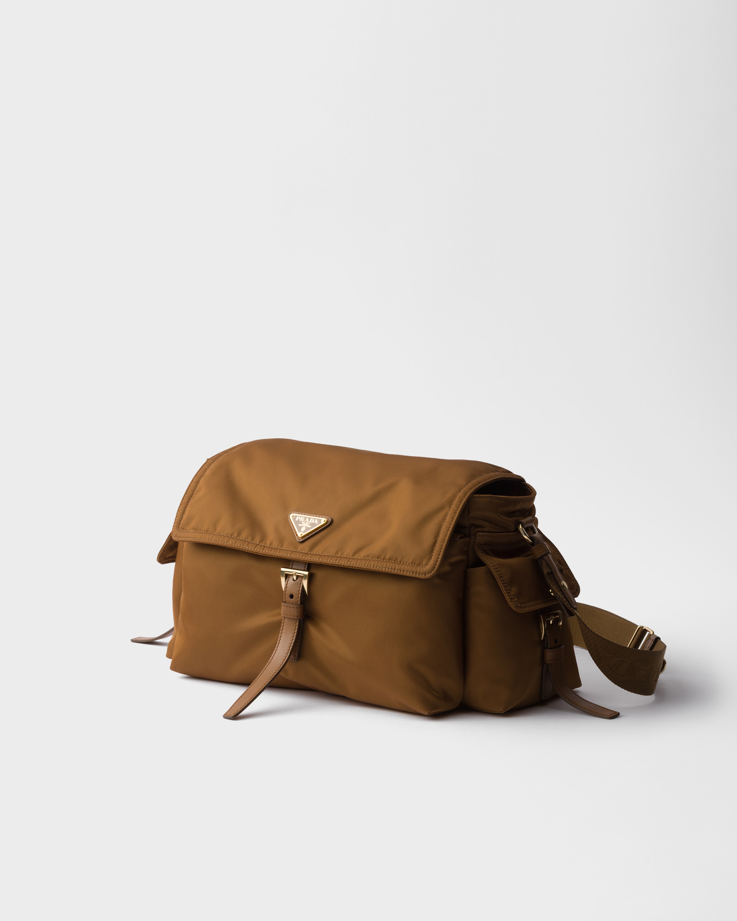 Prada Explore Large Re-nylon Shoulder Bag With Flap In Brown