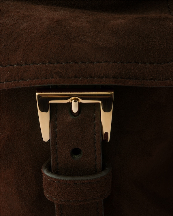 Prada Explore medium suede shoulder bag with flap - Dark Brown Prada Explore medium suede shoulder bag with flap - Dark Brown