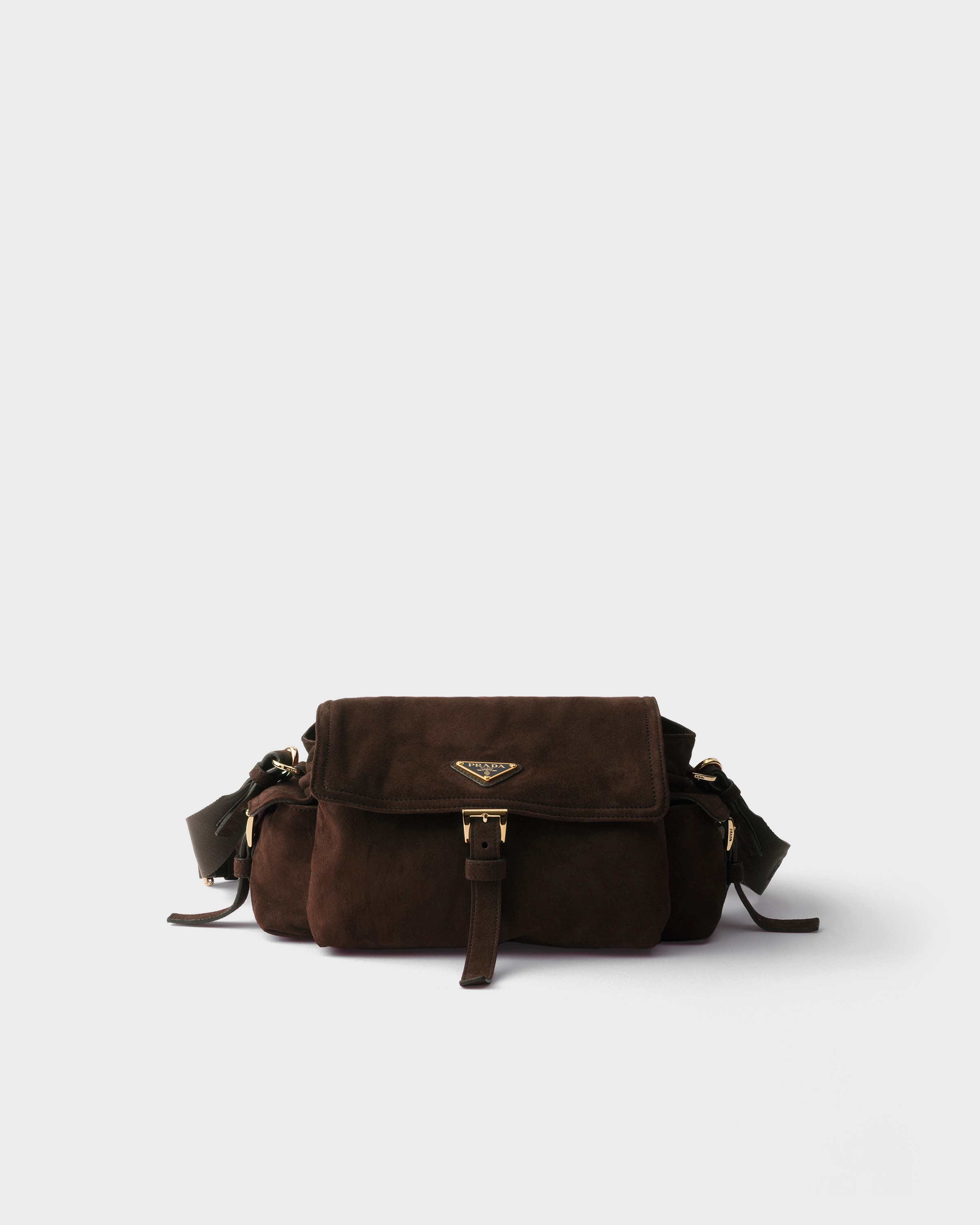 Prada Prada Explore medium suede shoulder bag with flap
