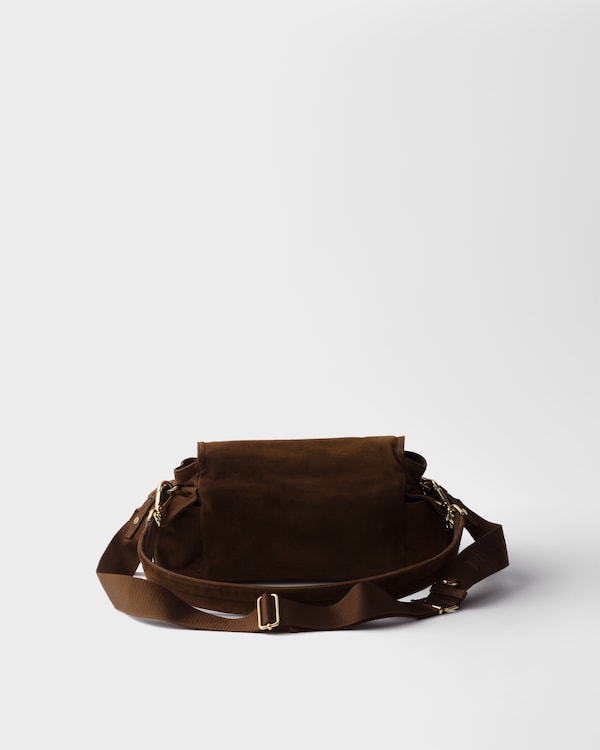 Prada Explore medium suede shoulder bag with flap Prada Explore medium suede shoulder bag with flap