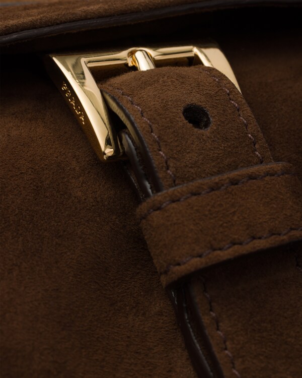 Prada Explore medium suede shoulder bag with flap Prada Explore medium suede shoulder bag with flap