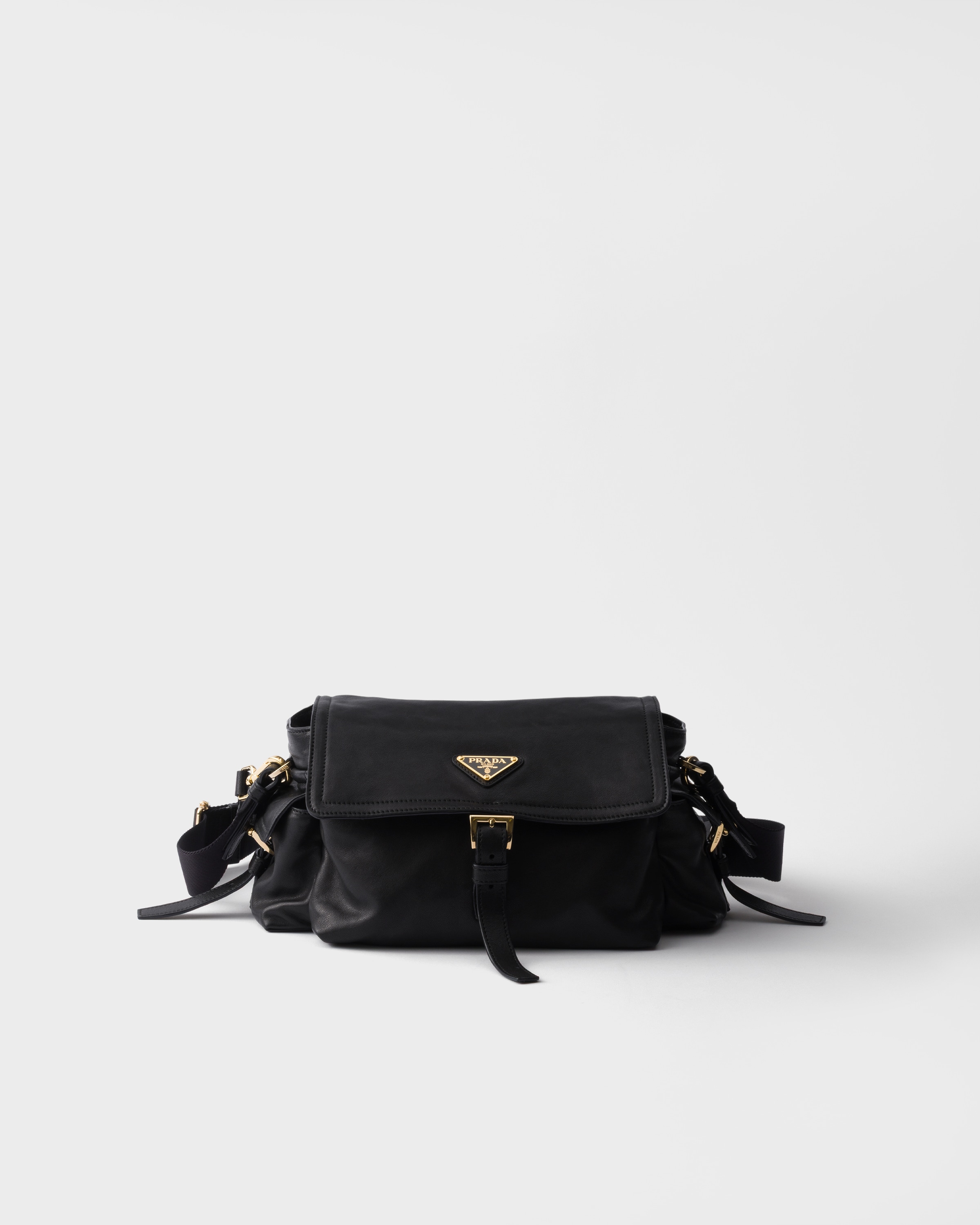 Prada Medium  Explore Nappa Leather Shoulder Bag With Flap In Black