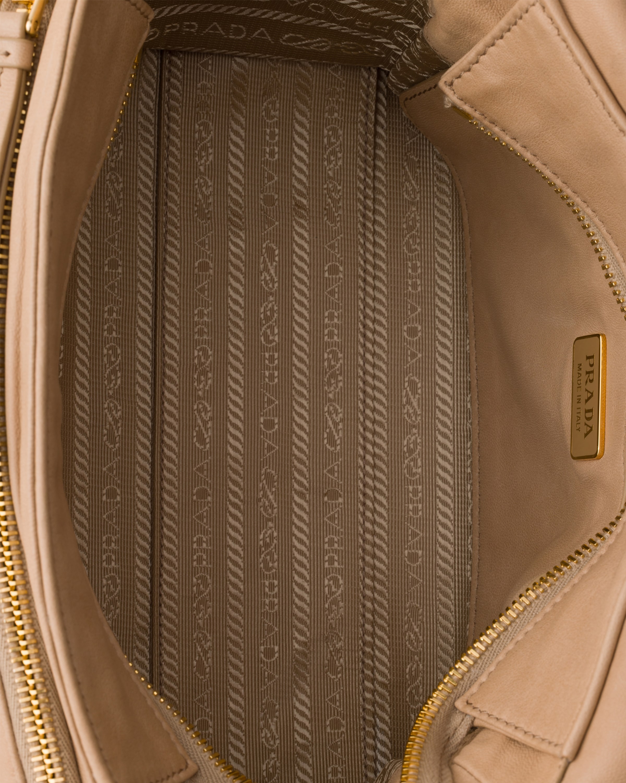 Sand Beige Prada Explore medium nappa leather shoulder bag with