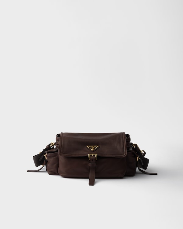 Burgundy Prada Explore medium suede shoulder bag with flap