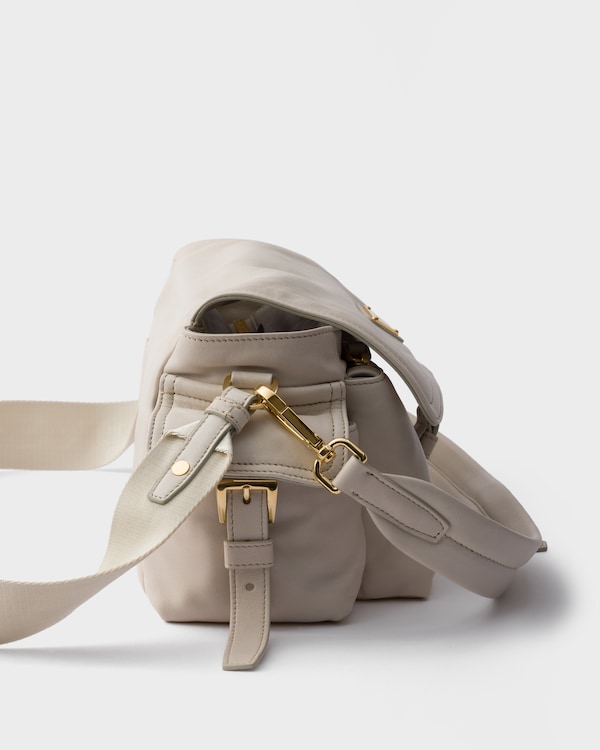 Prada Explore medium nappa leather shoulder bag with flap - Chalk White Prada Explore medium nappa leather shoulder bag with flap - Chalk White