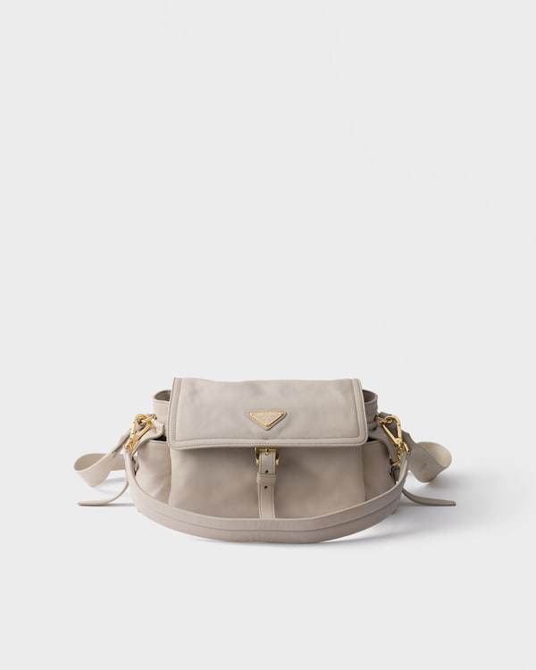 Prada Explore medium nappa leather shoulder bag with flap - Chalk White Prada Explore medium nappa leather shoulder bag with flap - Chalk White
