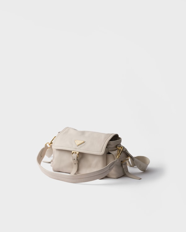 Prada Explore medium nappa leather shoulder bag with flap - Chalk White Prada Explore medium nappa leather shoulder bag with flap - Chalk White