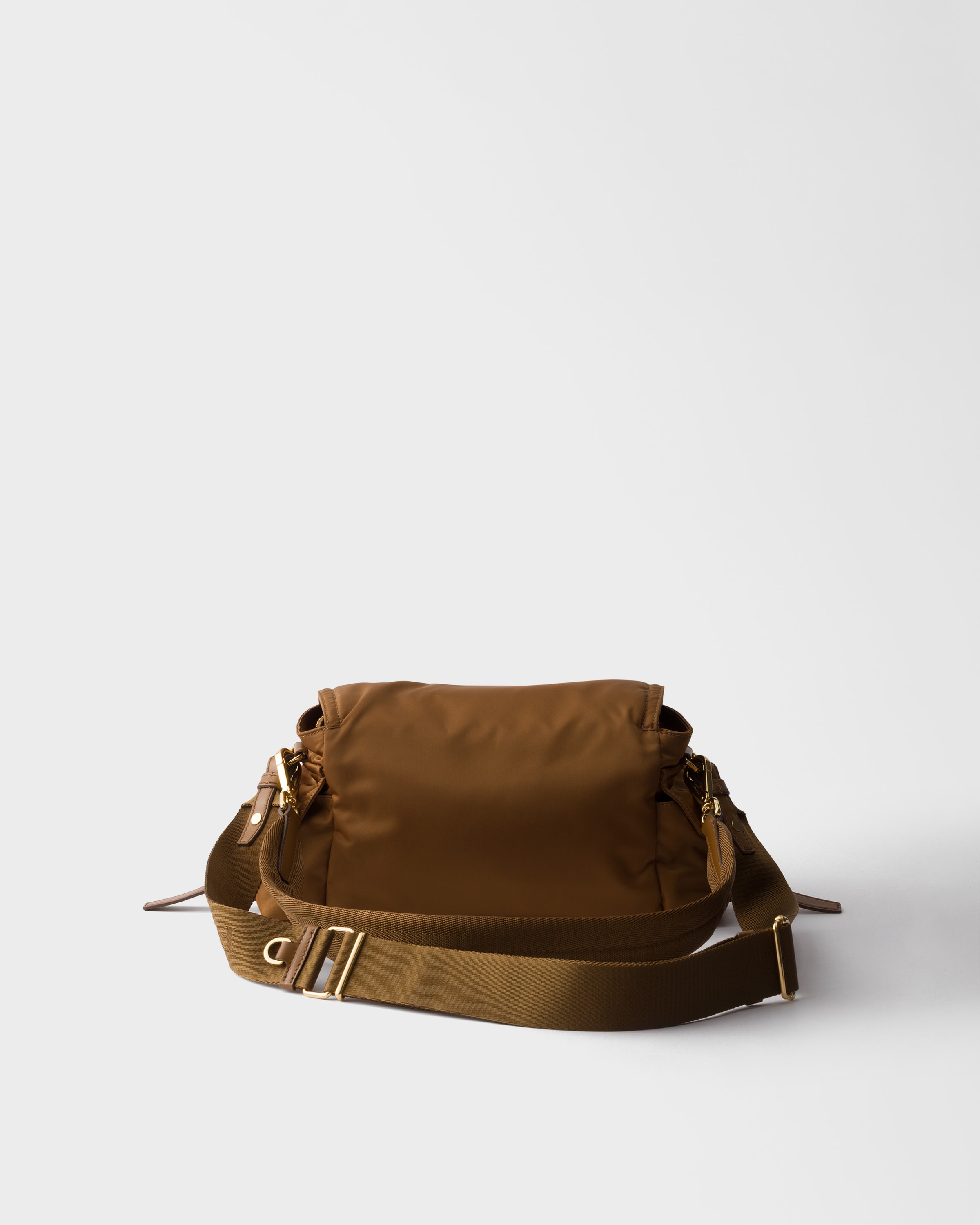 Prada Explore Medium Re-nylon Shoulder Bag With Flap In Brown