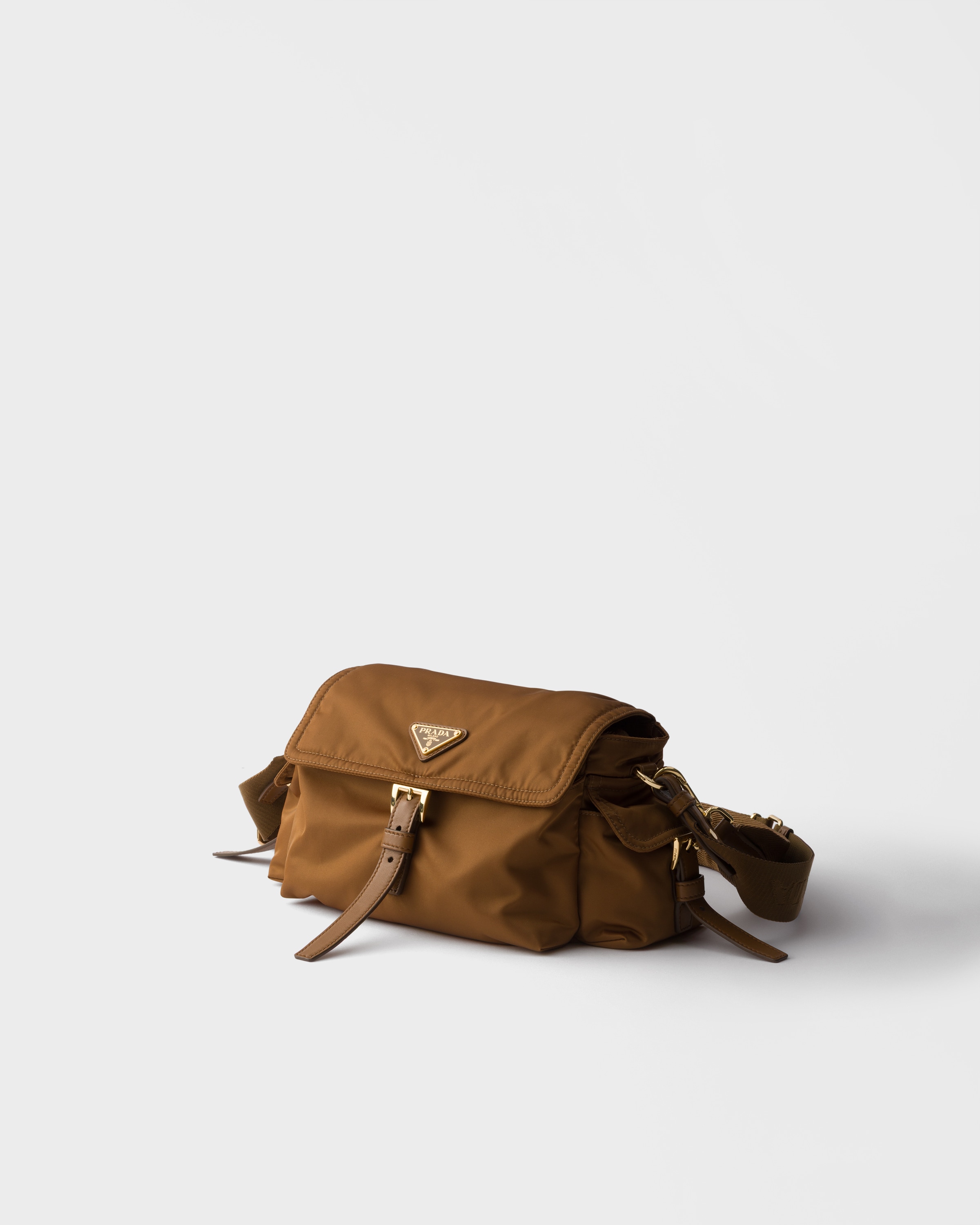 Prada Explore Medium Re-nylon Shoulder Bag With Flap In Brown