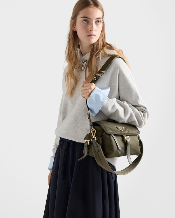 Prada Explore medium Re-Nylon shoulder bag with flap - Forest Prada Explore medium Re-Nylon shoulder bag with flap - Forest