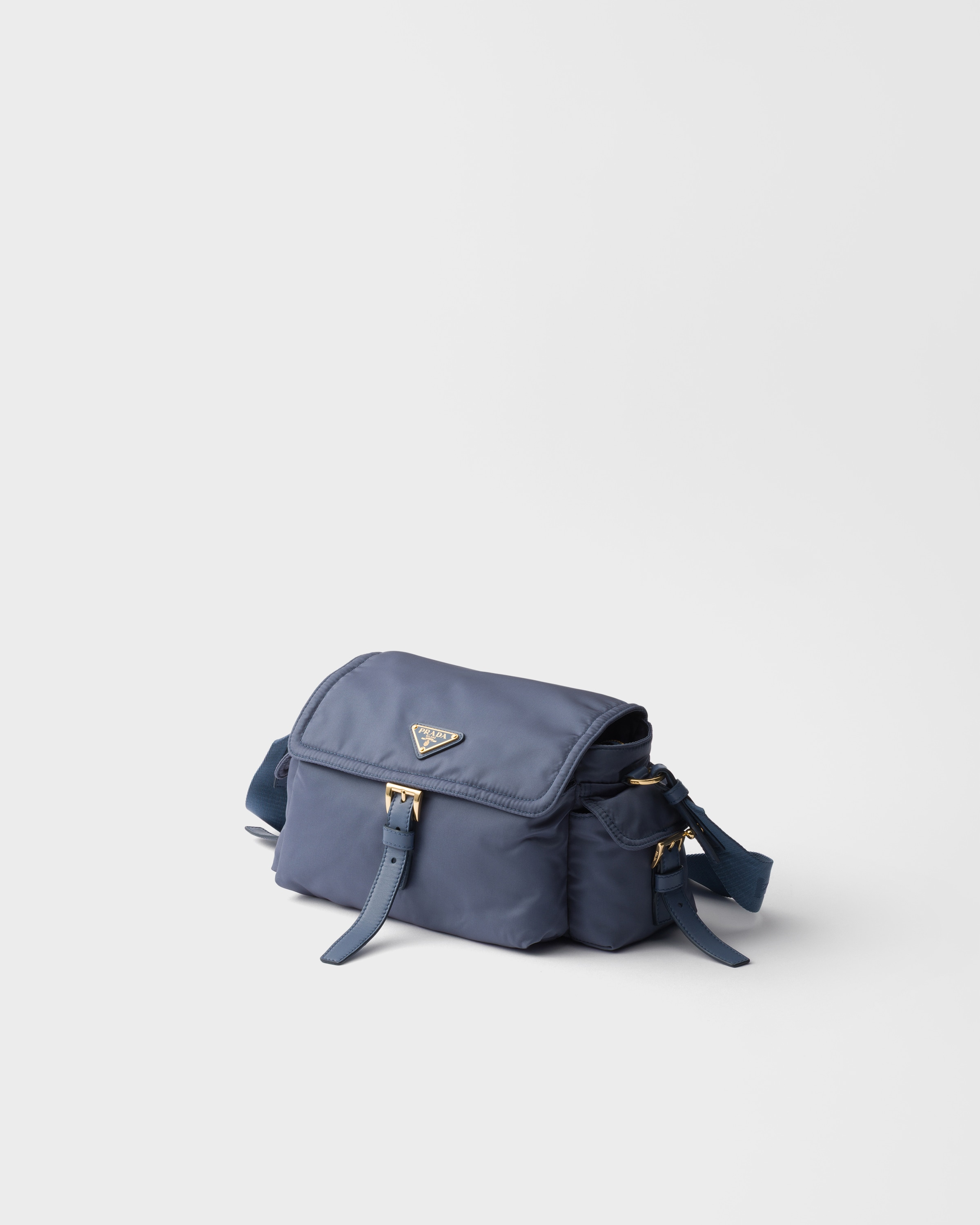 Aviation Blue Prada Explore medium Re-Nylon shoulder bag with flap