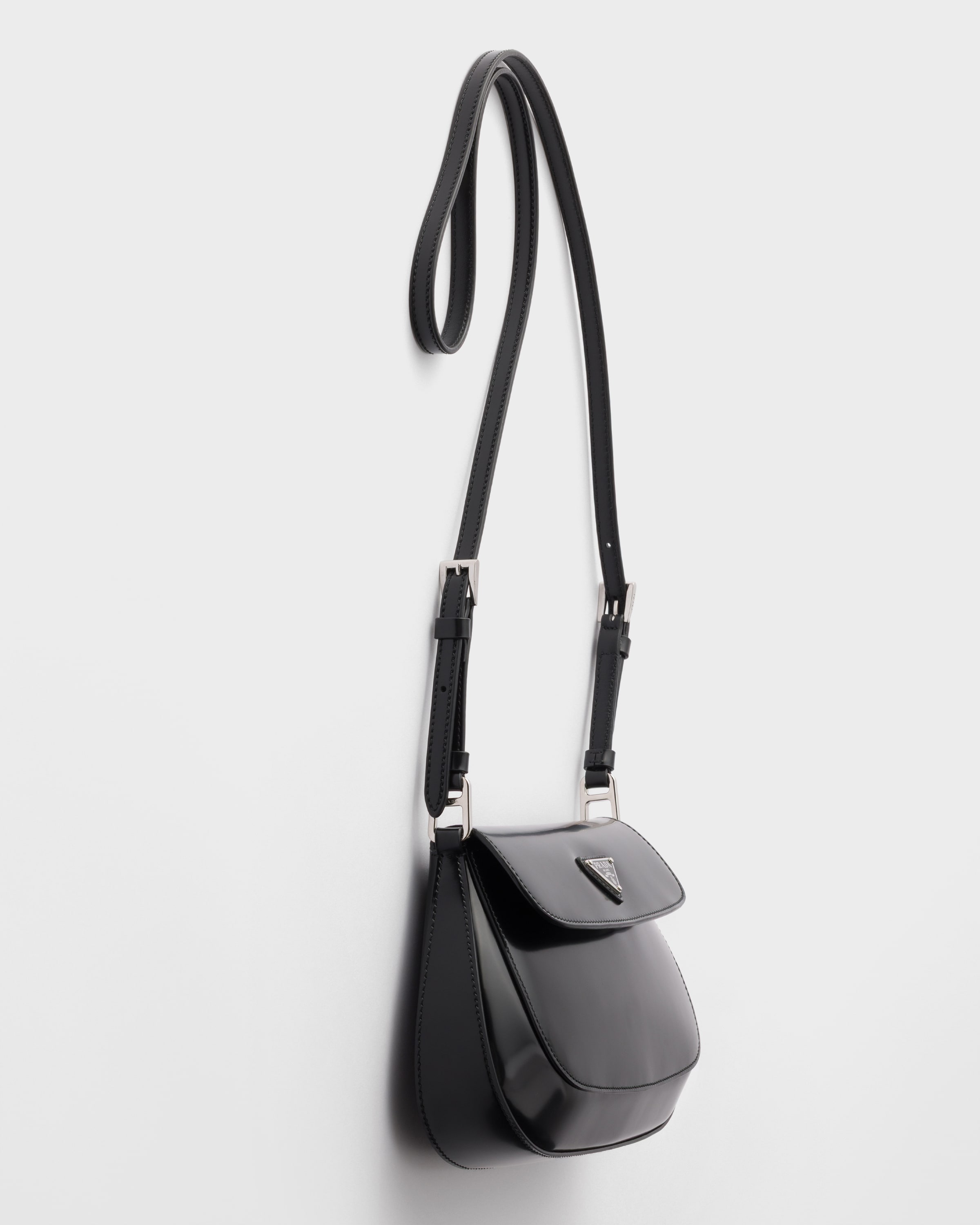 Black Prada Cleo Brushed Leather Shoulder Bag | PRADA - United States