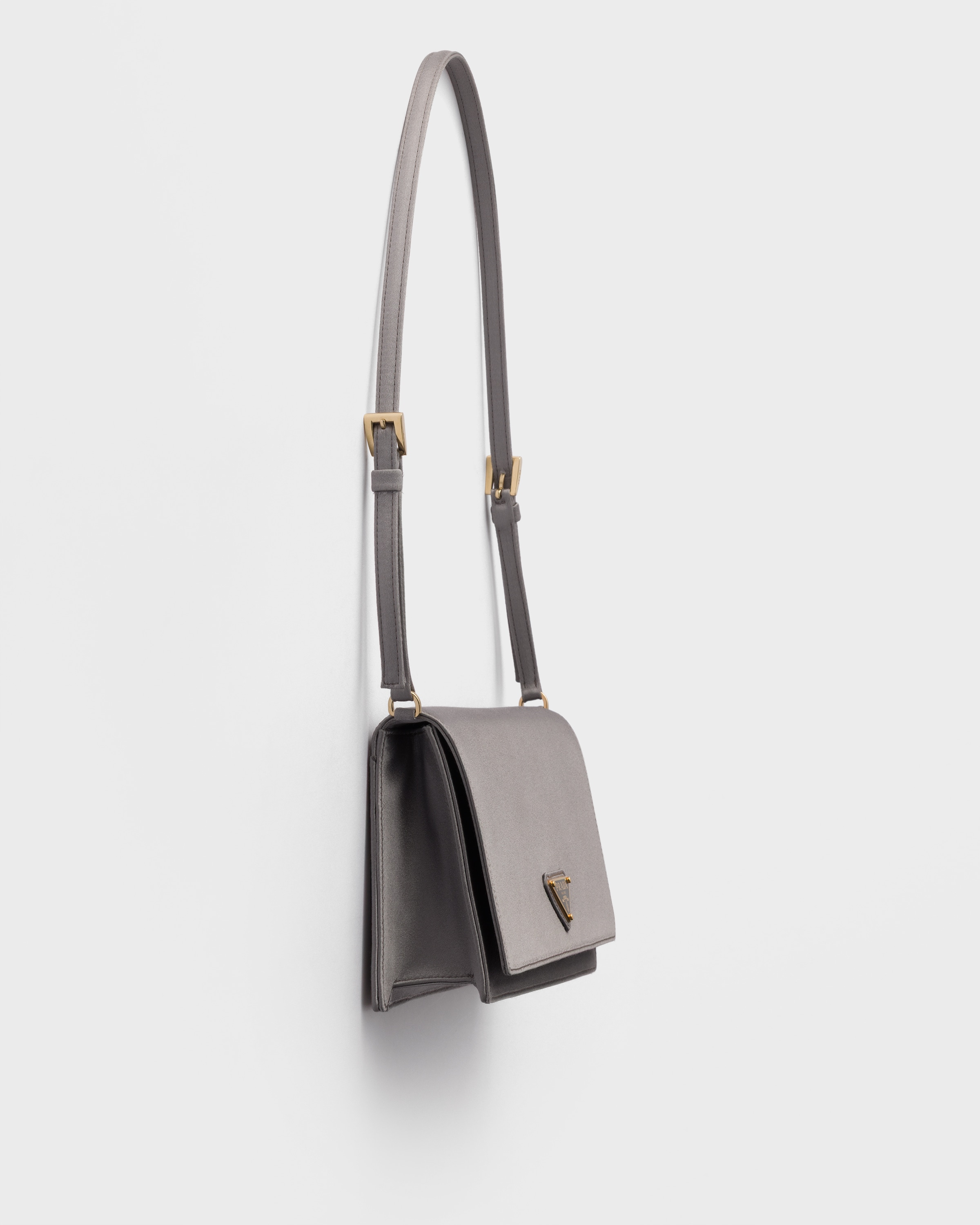 Graphite Satin Mini Shoulder Bag | PRADA