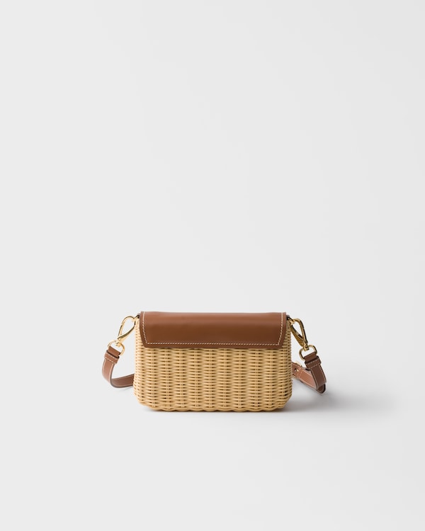 Small wicker and leather shoulder bag - Beige/Cognac Small wicker and leather shoulder bag - Beige/Cognac