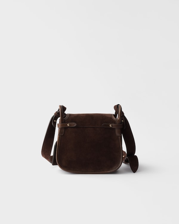 Mini sac porté épaule Prada Corsaire en veau velours - Marron Foncé Mini sac porté épaule Prada Corsaire en veau velours - Marron Foncé