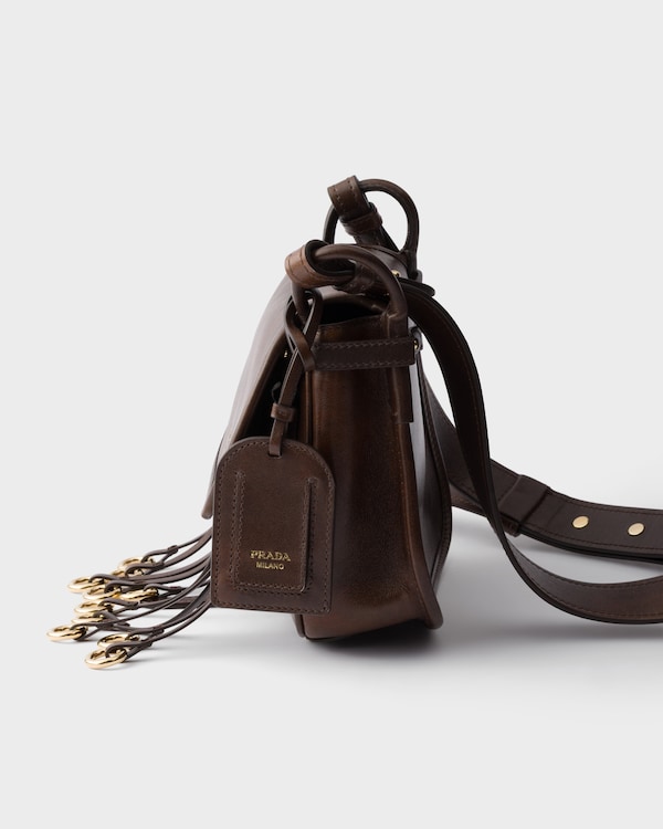 Mini sac porté épaule Prada Corsaire en cuir vieilli - Marron Cacao Mini sac porté épaule Prada Corsaire en cuir vieilli - Marron Cacao