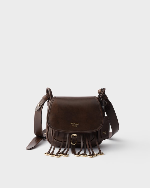 Mini sac porté épaule Prada Corsaire en cuir vieilli - Marron Cacao Mini sac porté épaule Prada Corsaire en cuir vieilli - Marron Cacao