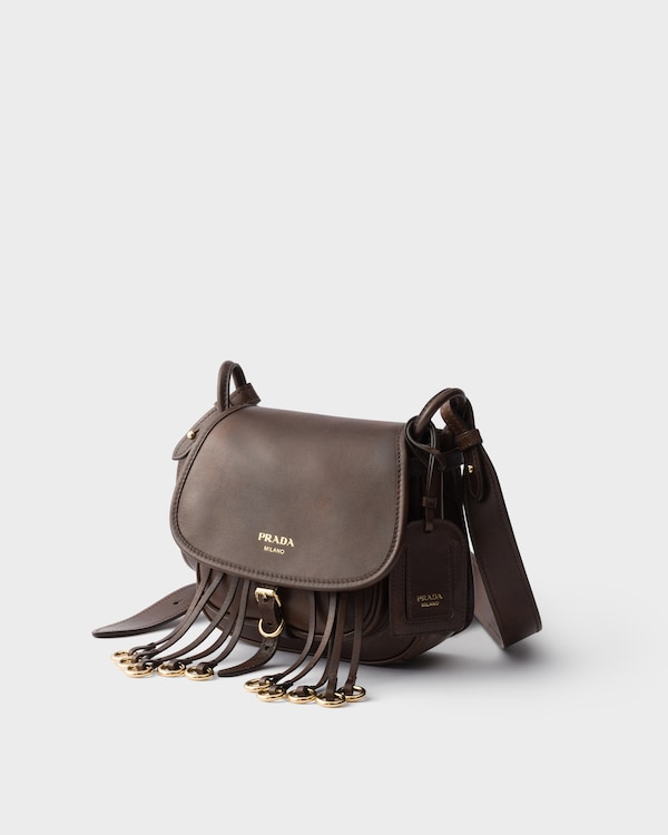 Mini sac porté épaule Prada Corsaire en cuir vieilli - Marron Cacao Mini sac porté épaule Prada Corsaire en cuir vieilli - Marron Cacao