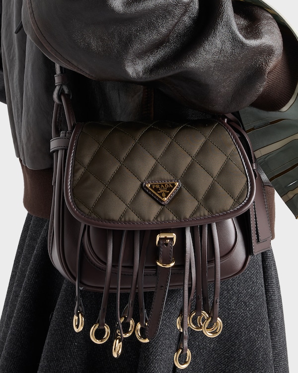 Prada Corsaire Re-Nylon and leather mini shoulder bag - Forest/Dark Brown Prada Corsaire Re-Nylon and leather mini shoulder bag - Forest/Dark Brown