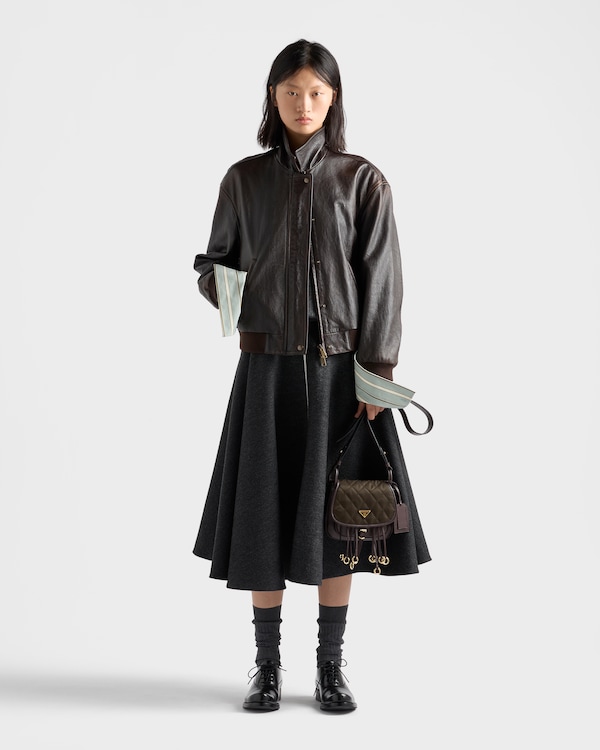 Prada Corsaire Re-Nylon and leather mini shoulder bag - Forest/Dark Brown Prada Corsaire Re-Nylon and leather mini shoulder bag - Forest/Dark Brown
