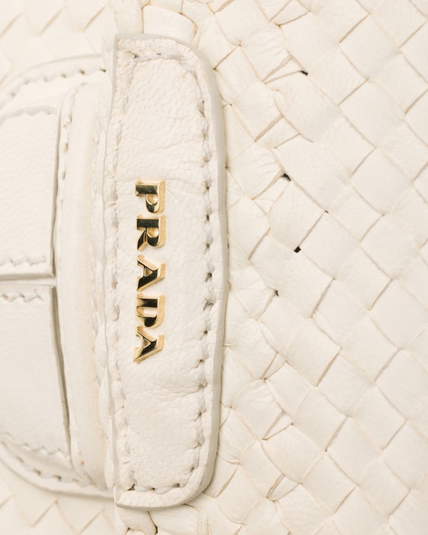 Woven leather mini shoulder bag - White Woven leather mini shoulder bag - White