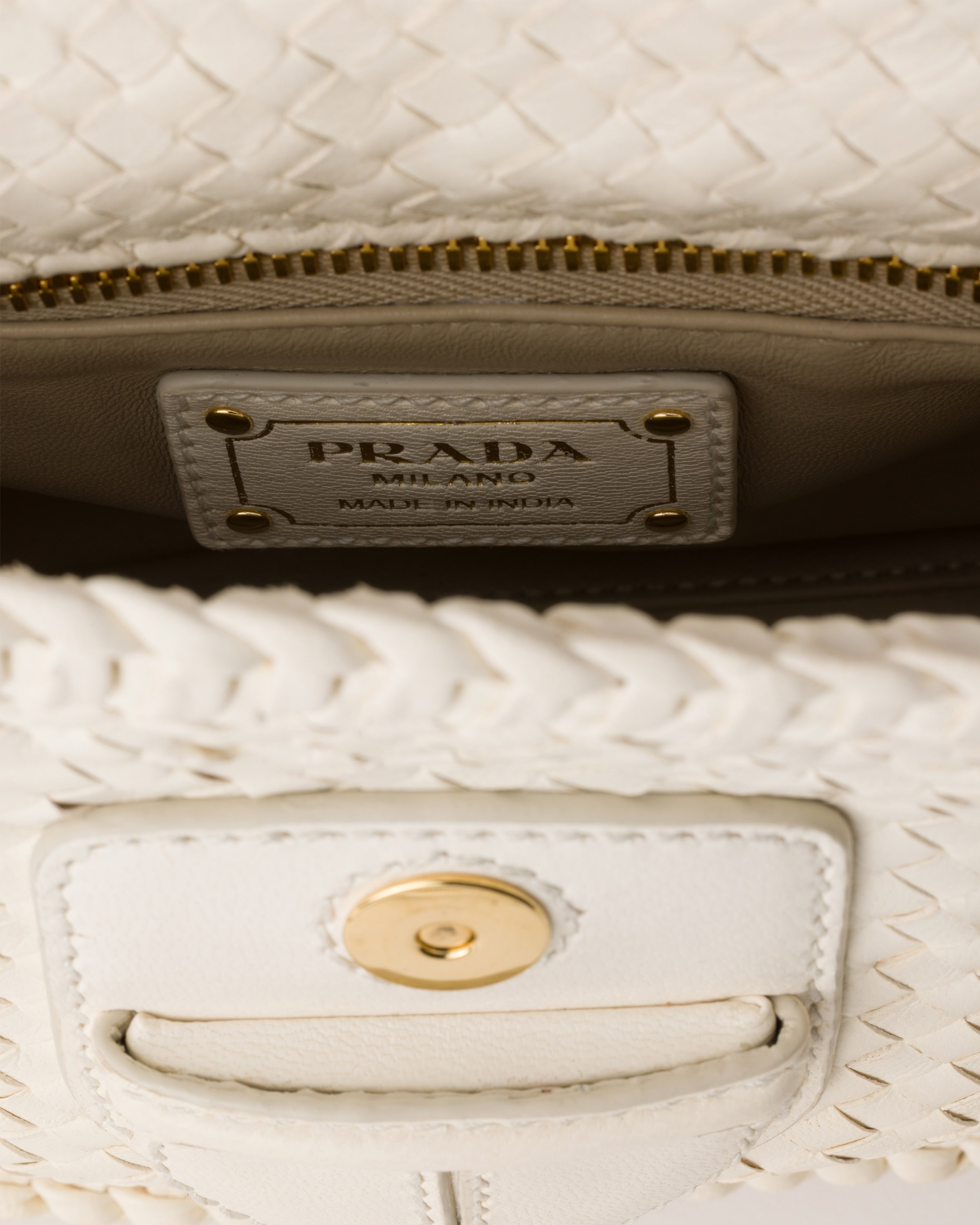 Woven leather mini shoulder bag