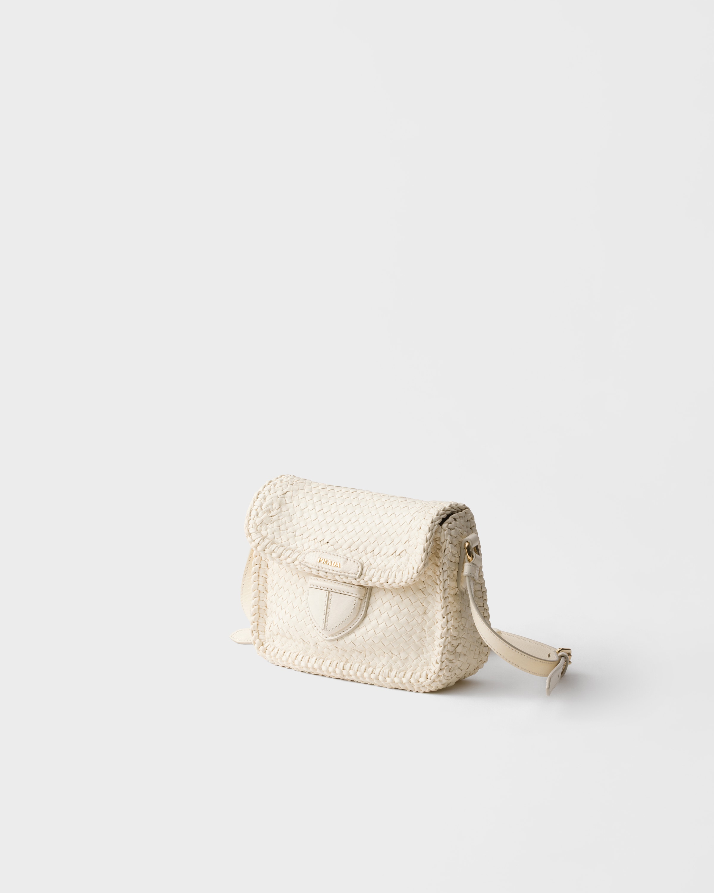 White Woven leather mini shoulder bag | PRADA - United States