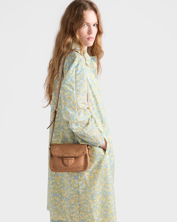 Woven leather mini shoulder bag - Sand Beige Woven leather mini shoulder bag - Sand Beige