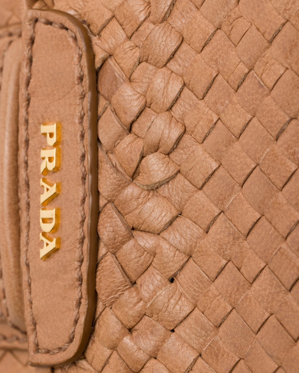 Woven leather mini shoulder bag - Sand Beige Woven leather mini shoulder bag - Sand Beige