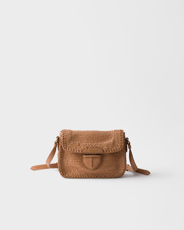 Woven leather mini shoulder bag - Sand Beige Woven leather mini shoulder bag - Sand Beige