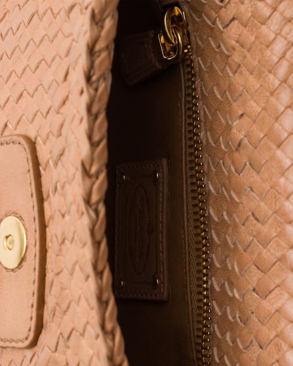 Woven leather mini shoulder bag - Sand Beige Woven leather mini shoulder bag - Sand Beige