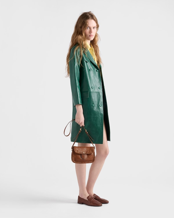 Woven leather mini shoulder bag - Cognac Woven leather mini shoulder bag - Cognac