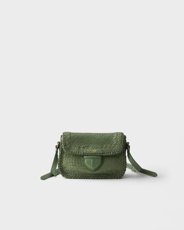 حقيبة كتف صغيرة من الجلد المحبوك - زَبَرْجَدي حقيبة كتف صغيرة من الجلد المحبوك - زَبَرْجَدي