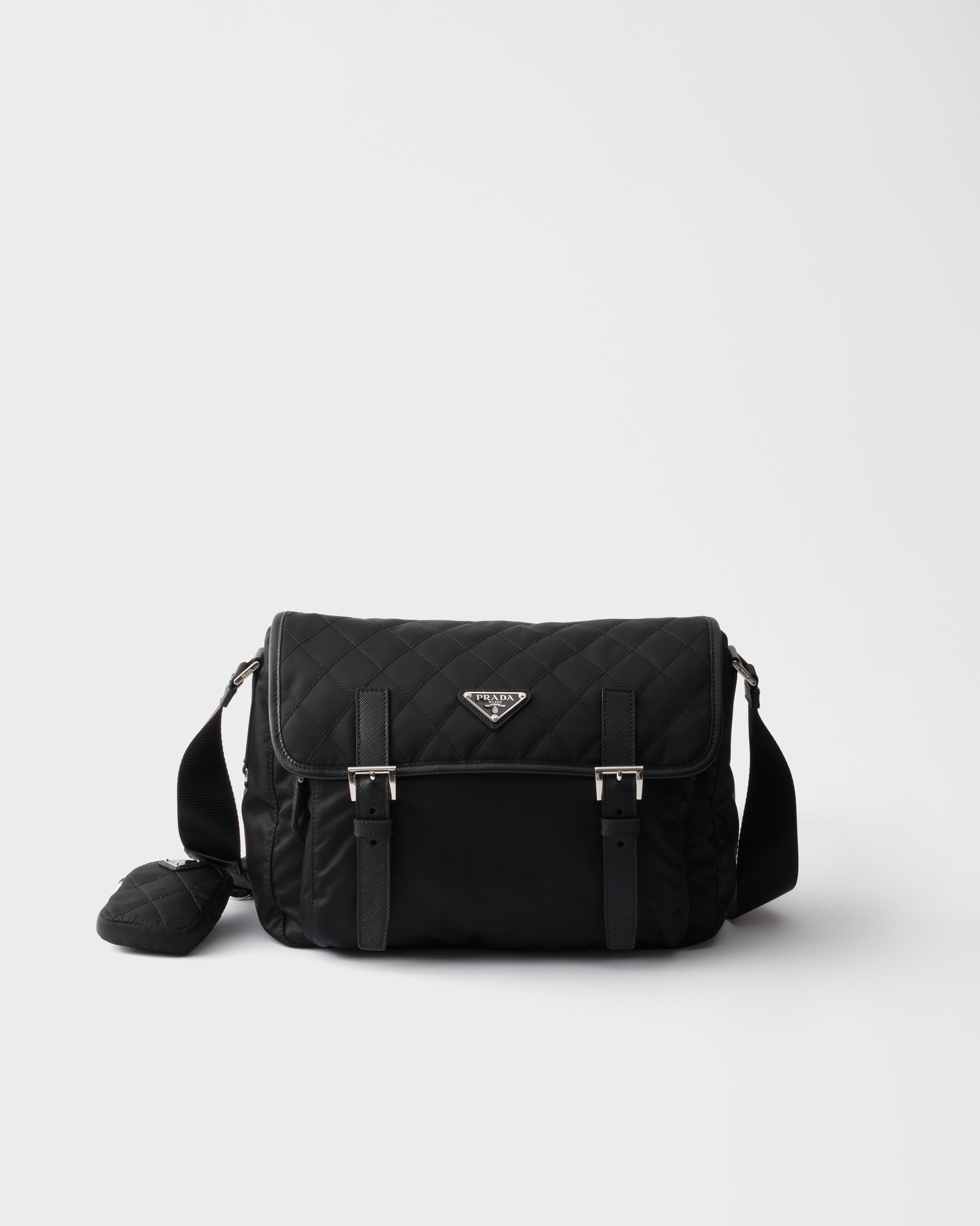 Prada Large quilted Re-Nylon shoulder bag with Saffiano trim