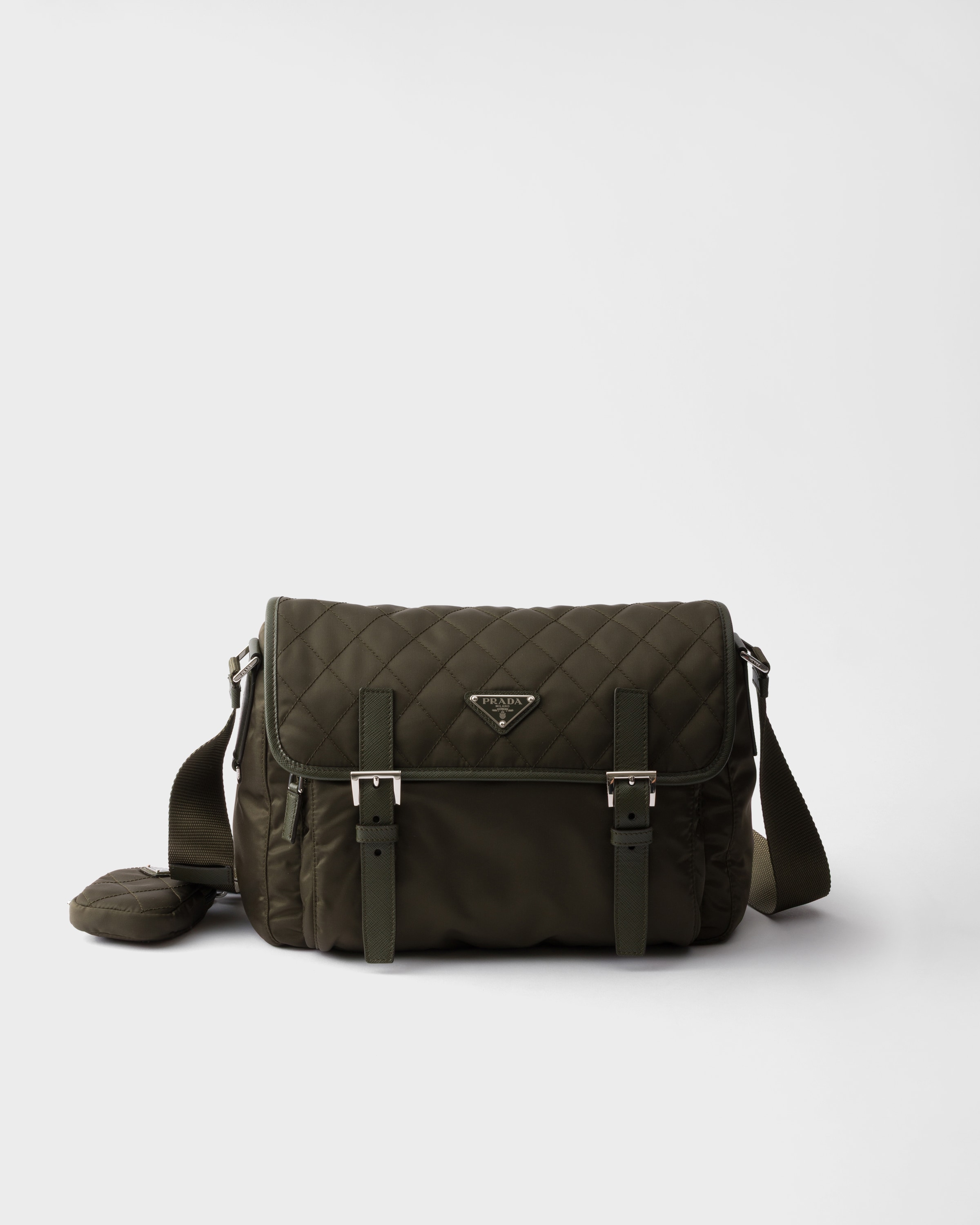 Prada Large quilted Re-Nylon shoulder bag with Saffiano trim