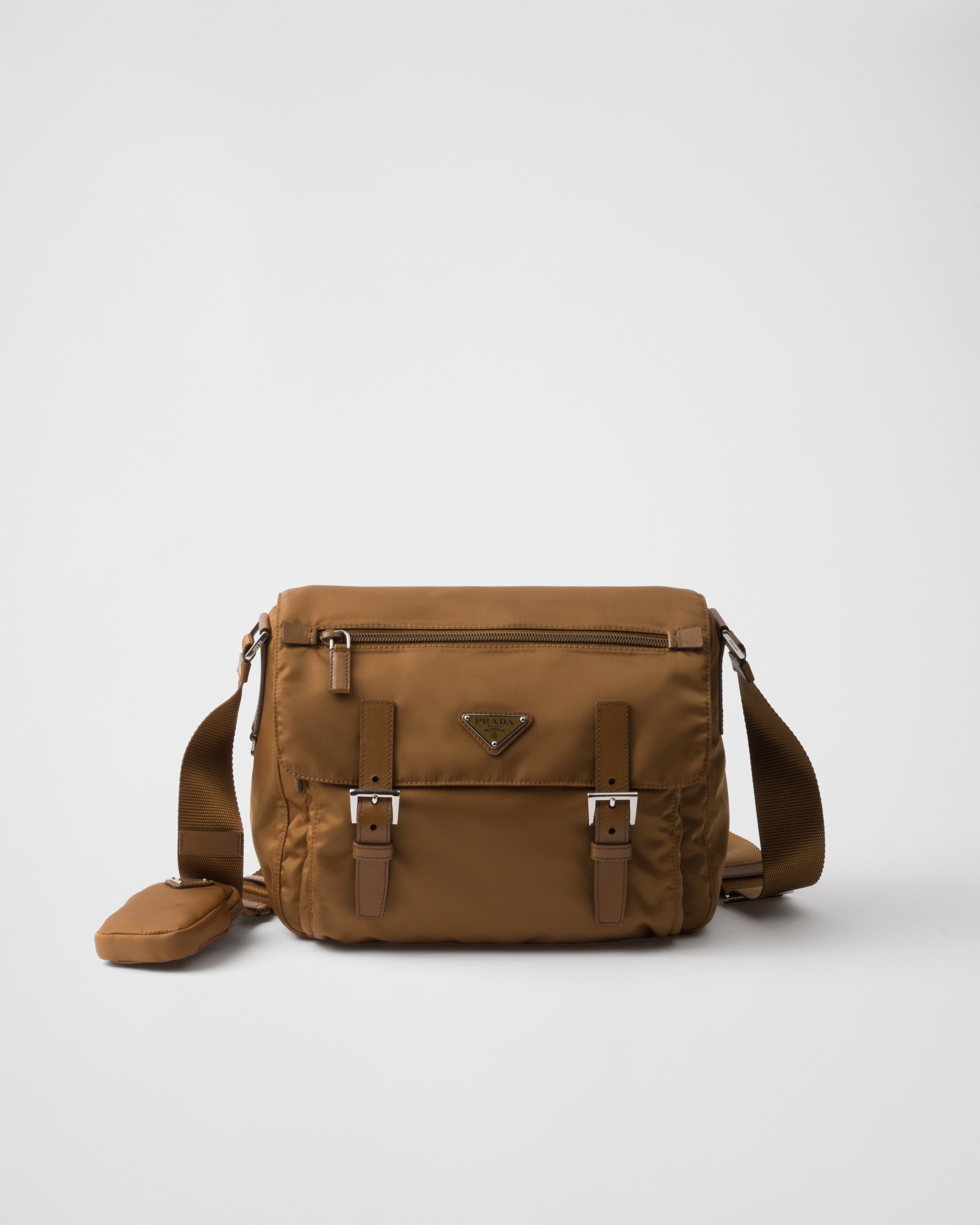 Shop Prada Re-nylon Shoulder Bag In Brandy