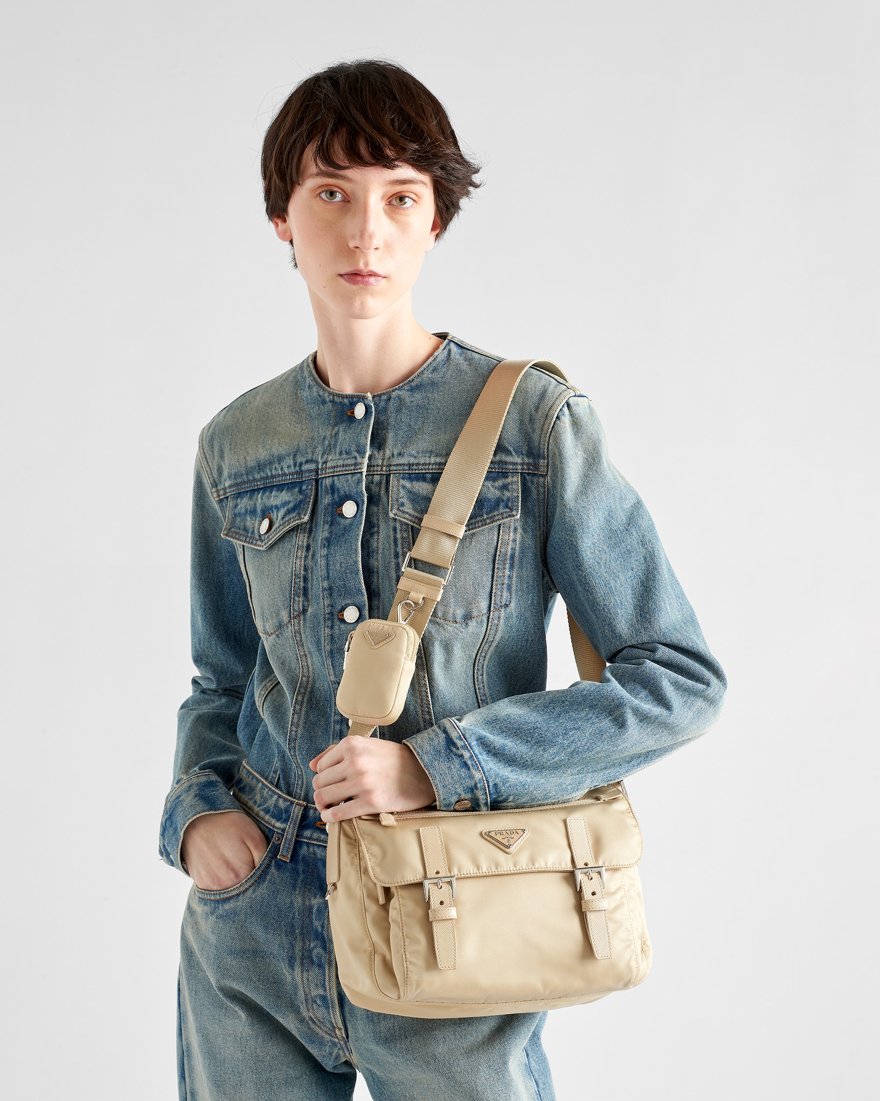 Prada Snakeskin Medium Shoulder Bag Beige main image 1