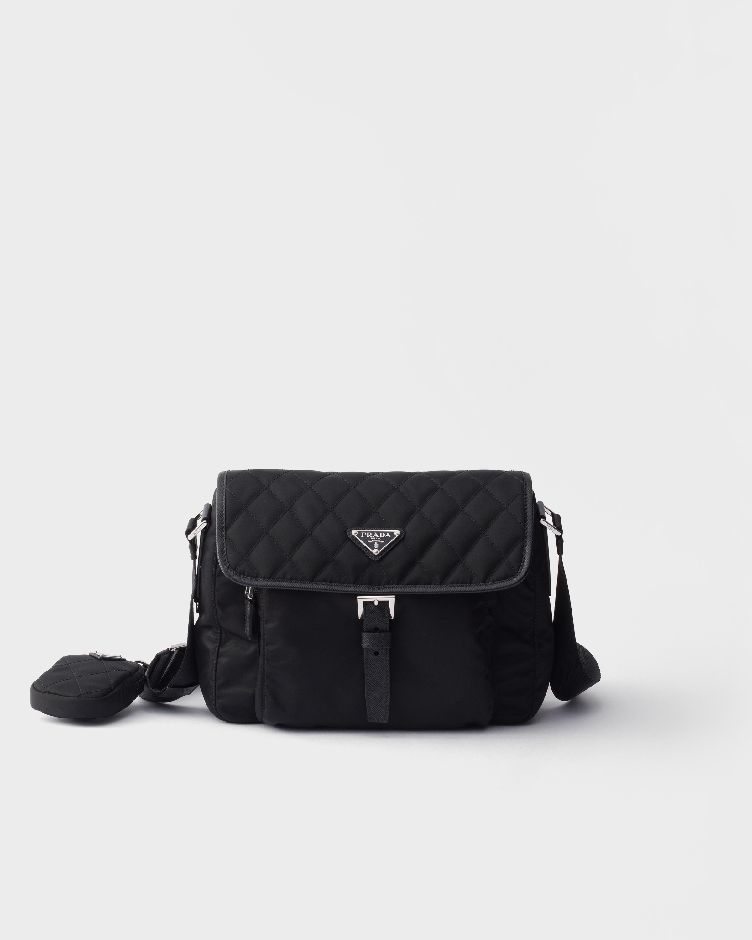Prada Medium quilted Re-Nylon shoulder bag with Saffiano leather trim