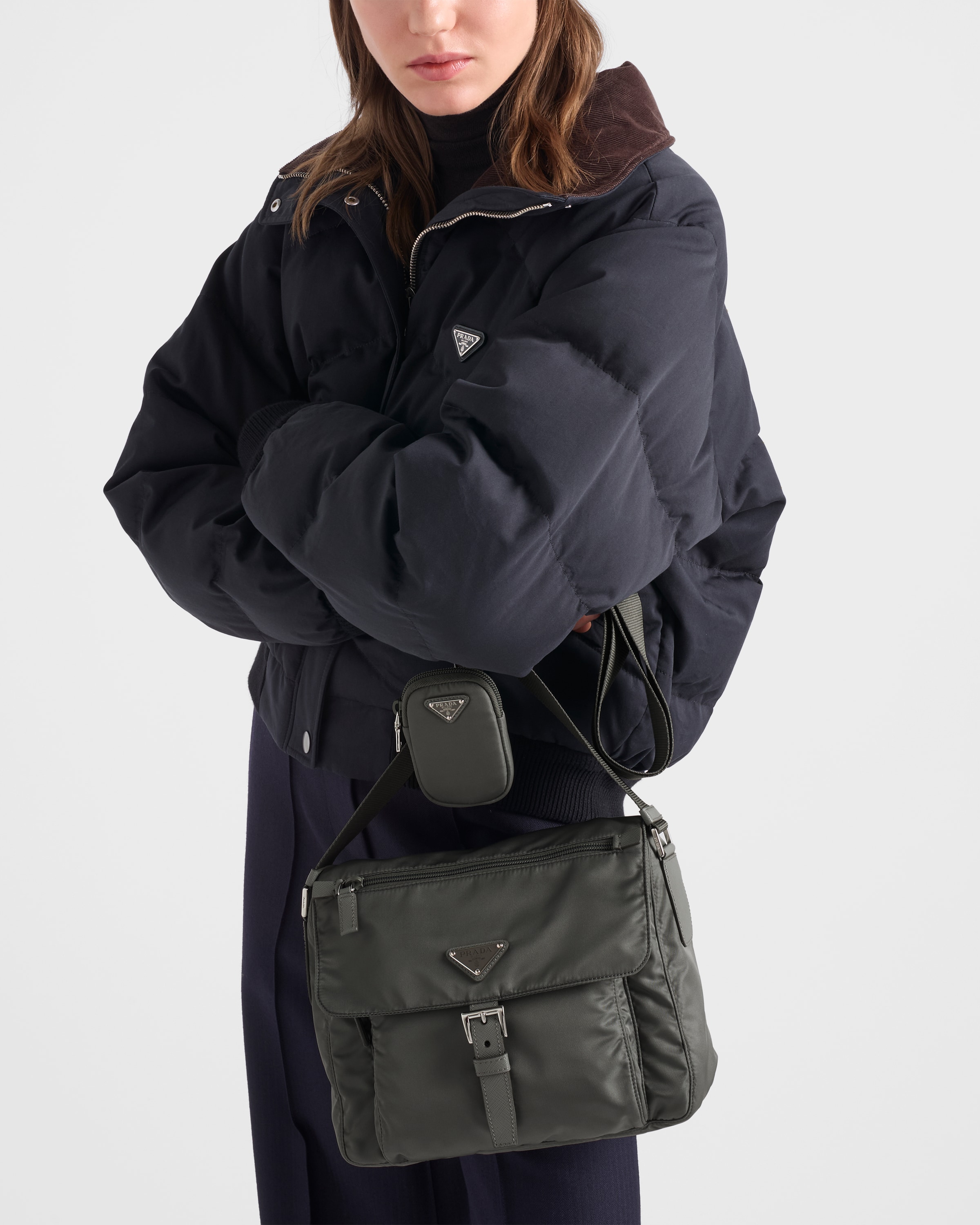 Mercury Gray Re-nylon Shoulder Bag | PRADA - United States