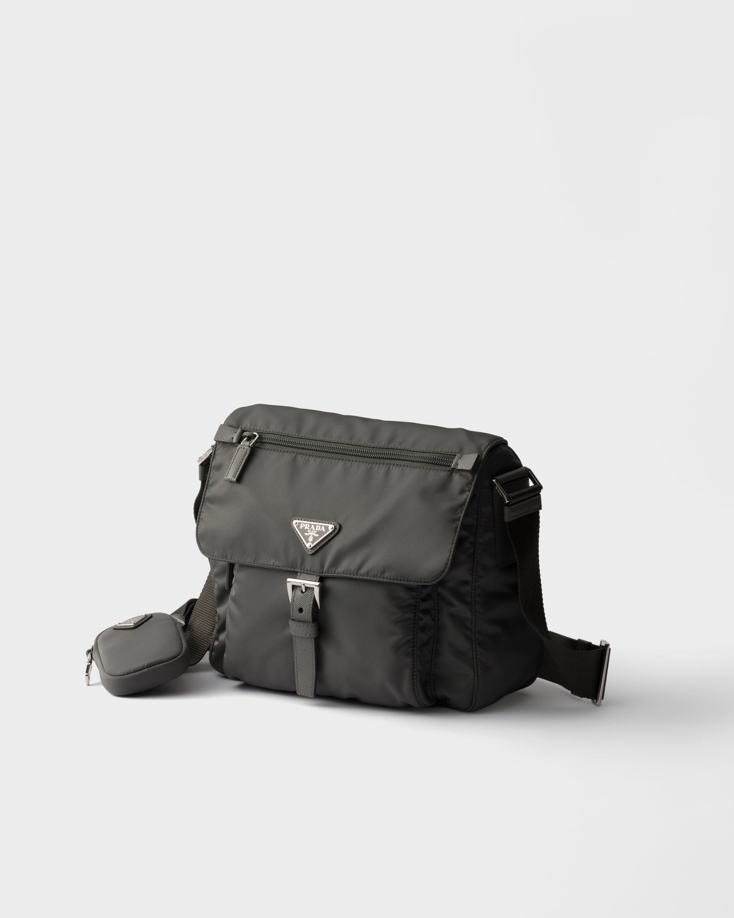 Mercury Gray Re-nylon Shoulder Bag | PRADA